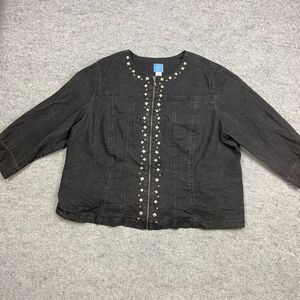 LARK LANE jacket 20W Denim black studs‎ rock biker y2k  Statement  Flamboyant